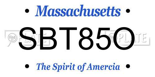 SBT85O Massachusetts License Plate