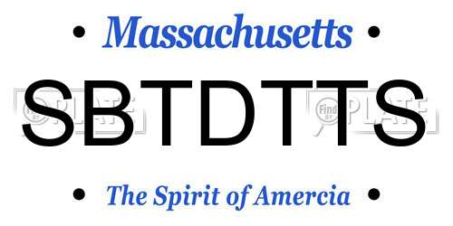 SBTDTTS Massachusetts License Plate