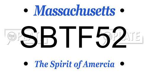 SBTF52 Massachusetts License Plate