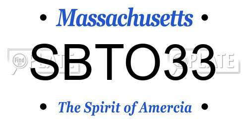 SBTO33 Massachusetts License Plate
