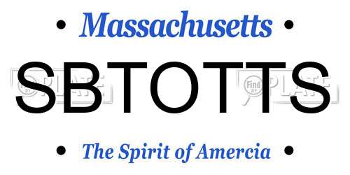 SBTOTTS Massachusetts License Plate