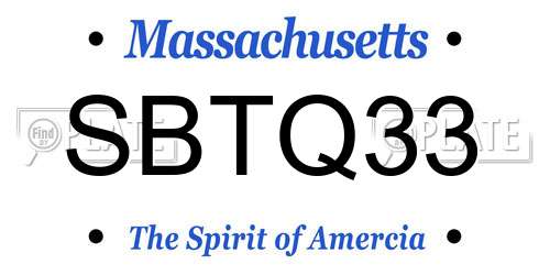 SBTQ33 Massachusetts License Plate
