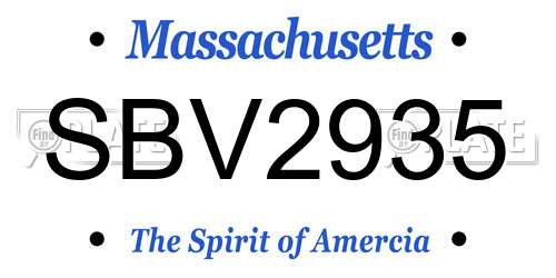 SBV2935 Massachusetts License Plate