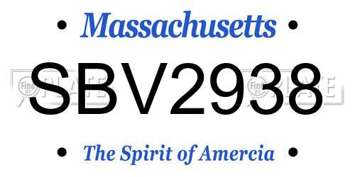 SBV2938 Massachusetts License Plate