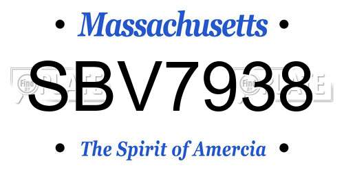 SBV7938 Massachusetts License Plate