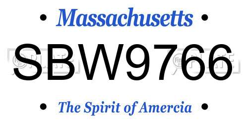 SBW9766 Massachusetts License Plate