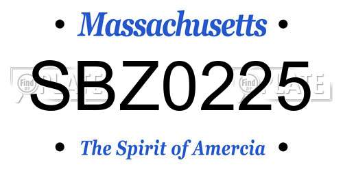 SBZ0225 Massachusetts License Plate