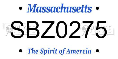 SBZ0275 Massachusetts License Plate