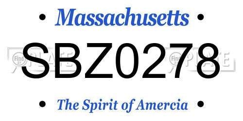 SBZ0278 Massachusetts License Plate