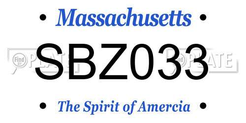 SBZ033 Massachusetts License Plate
