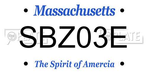 SBZ03E Massachusetts License Plate