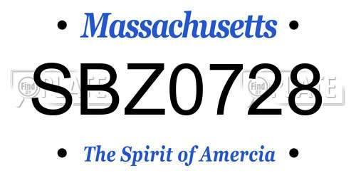 SBZ0728 Massachusetts License Plate
