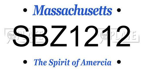 SBZ1212 Massachusetts License Plate