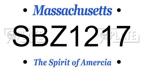 SBZ1217 Massachusetts License Plate