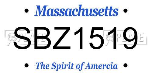 SBZ1519 Massachusetts License Plate