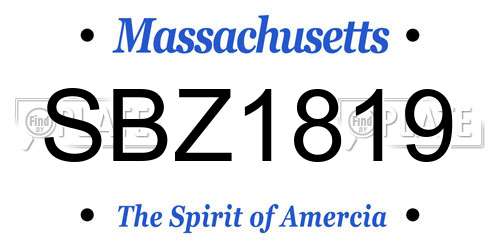 SBZ1819 Massachusetts License Plate