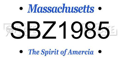 SBZ1985 Massachusetts License Plate