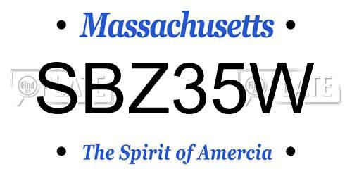 SBZ35W Massachusetts License Plate