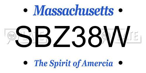 SBZ38W Massachusetts License Plate