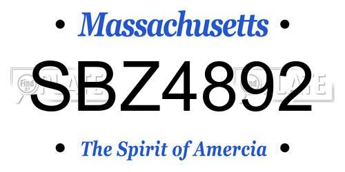 SBZ4892 Massachusetts License Plate