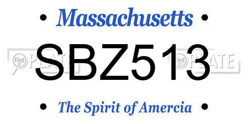 SBZ513 Massachusetts License Plate