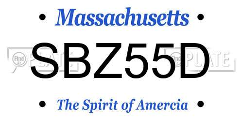 SBZ55D Massachusetts License Plate