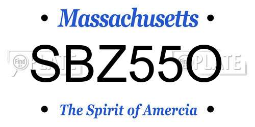 SBZ55O Massachusetts License Plate