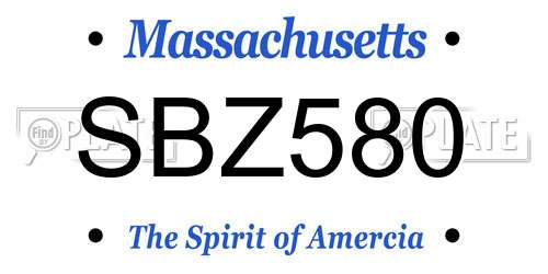 SBZ580 Massachusetts License Plate