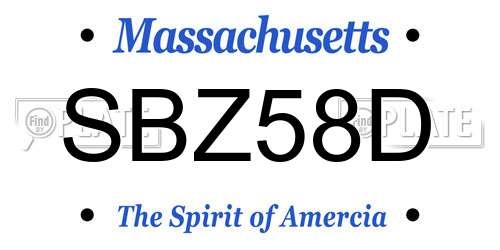SBZ58D Massachusetts License Plate