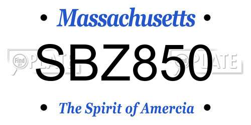 SBZ850 Massachusetts License Plate