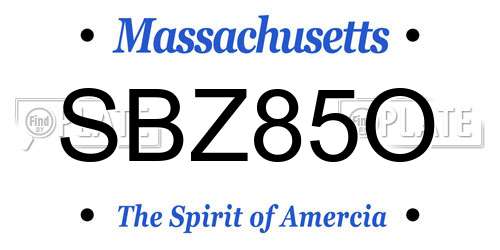 SBZ85O Massachusetts License Plate