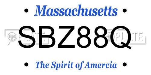 SBZ88Q Massachusetts License Plate