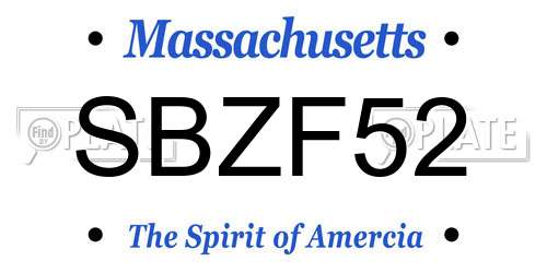 SBZF52 Massachusetts License Plate