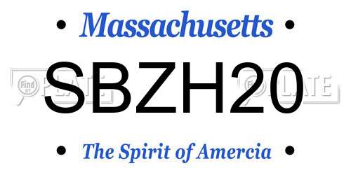 SBZH20 Massachusetts License Plate