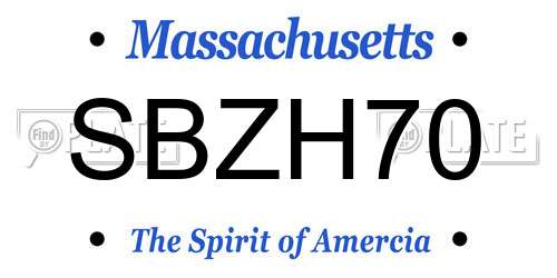 SBZH70 Massachusetts License Plate