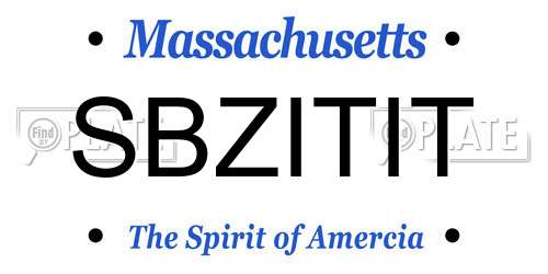 SBZITIT Massachusetts License Plate