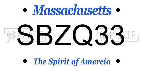 SBZQ33 Massachusetts License Plate