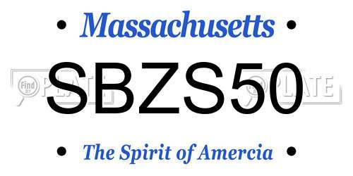 SBZS50 Massachusetts License Plate