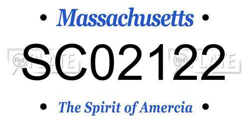 SC02122 Massachusetts License Plate