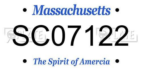 SC07122 Massachusetts License Plate