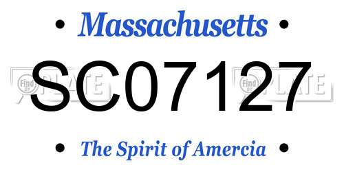SC07127 Massachusetts License Plate