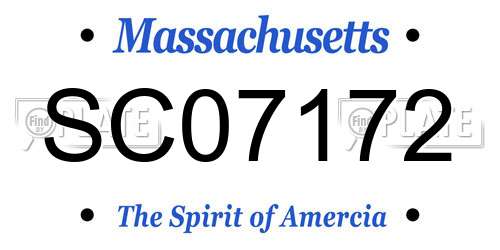 SC07172 Massachusetts License Plate