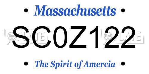 SC0Z122 Massachusetts License Plate