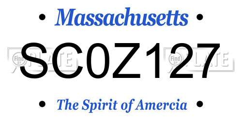 SC0Z127 Massachusetts License Plate