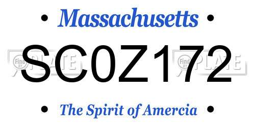 SC0Z172 Massachusetts License Plate