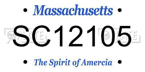 SC12105 Massachusetts License Plate