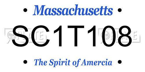 SC1T108 Massachusetts License Plate