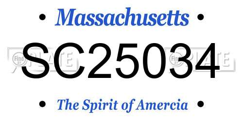 SC25034 Massachusetts License Plate