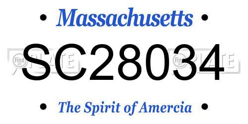 SC28034 Massachusetts License Plate