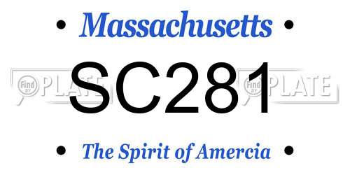 SC281 Massachusetts License Plate